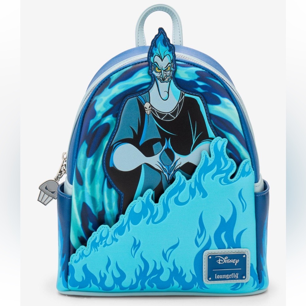 Loungefly  NWT Blue Hades Mini Backpack with Turquoise Flame Accents